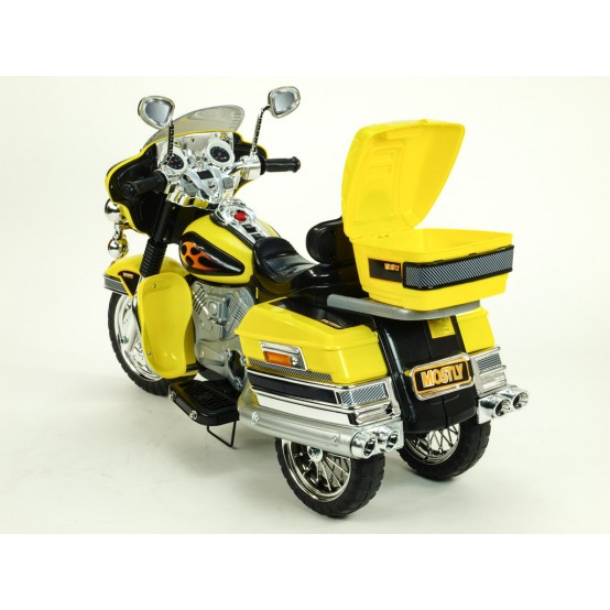 Cestovní motorka Mostly Goldwing se dvěma motory, MP3, voltmetr, 12V, ŽLUTÁ
